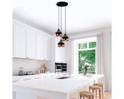 Opviq - Hanglamp met verstelbare hoogte YILDO - D37 x H25/111 cm - Zwart en koperkleurig
