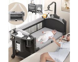 Opvouwbaar babybedje & reisbed & bijzetbed – Draagbaar babybed hoogteverstelbaat, draagbaar & eenvoudig op te bergen, incl. speelgoed, verschoontafel en muggennet