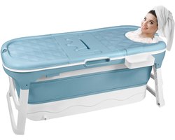 Opvouwbaar bad voor volwassenen, mobiel vrijstaand bad voor de badkamer 128x60x53cm, draagbaar opvouwbaar bad XL met badplank en massagerollen voor kleine badkamers en buiten