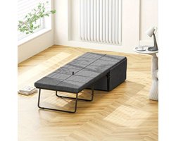 Opvouwbaar Bed – Vouwbed – Opklapbed – Logeerbed – Reisbed – Foam Matras 8 cm – Metaal Frame 120 kg Draagvermogen – Grijs