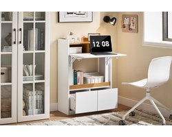Opvouwbaar bureau, opklapbare computertafel, bureautafel, klein bureau met planken, werktafel, computertafel, voor kantoor, woonkamer, slaapkamer, 63 x 67 x 93 cm
