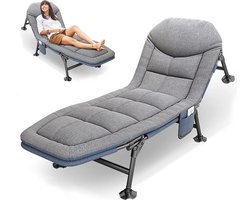 Opvouwbaar Campingbed Ligstoel voor Tuin en Reizen - Draagbaar en Verstelbaar, 210 x 68 cm