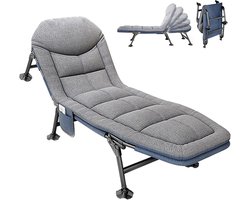 Opvouwbaar Campingbed met Verstelbare Rugleuning - Ideaal voor Tuin, Camping en Strand