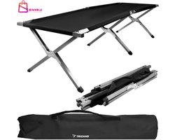 Opvouwbaar Campingbed / Veldbed met Draagtas – veldbedden 1 persoon – Sterk & Comfortabel – Veldbed – Max. 110 kg – Zwart – Kampeerbed - 49058