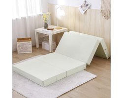 Opvouwbaar Gastenmatras 90x200 cm, Reisbed Matras in Wit Linnen