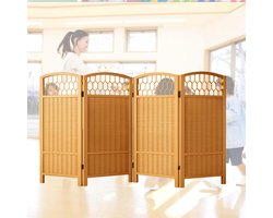 Opvouwbaar Kamerscherm - Ruimteverdeler Decoratief - Privacy Creëren - Hout Rotan Ontwerp - 80 100 120cm - Naturel