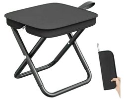 Opvouwbaar krukje - inklapbaar krukje - camping krukje – Draagbare campingstoel – Mini-reisstoel – Ideaal voor bergbeklimmen, vissen en wandelen – Oxford-stof – Zwart
