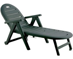 Opvouwbaar Ligbed Buiten met Wielen Groen Gemaakt van Gerecycled Materiaal