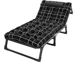 Opvouwbaar Ligbed - Relaxstoel Buiten - Ontspannen Buiten - 4-Posities Verstelbaar - 190x75x30 cm Uitgevouwen - Zwart