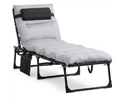 Opvouwbaar ligbed - Zonnebed - Relaxstoel - Tuinstoelen - Lichtgrijs - 58 x 190 x 32,5 cm