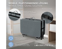 Opvouwbaar logeerbed 80x190 cm met oprolbaar matras voor kinderen & volwassenen tot 200kg draagvermogen