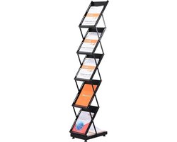 Opvouwbaar Magazine Display Rek 5 Lagen Brochure Standaard met Wielen voor Beurzen en Kantoor