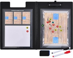 Opvouwbaar Magnetisch Basketbal Clipboard voor Coaches – Uitwisbaar Playbook Bord met Verbeterde Spelersstukken en 2 Stiften – Ideaal voor Strategie Sessies en Coaching Cadeaus