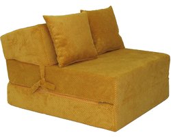 Opvouwbaar matras – velvet dot – honinggeel – PUR-schuim – 70x200cm