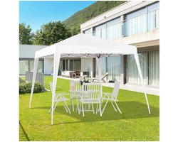 Opvouwbaar paviljoen - Feesttent inclusief draagtas 2,4x2,4m Staal Wit