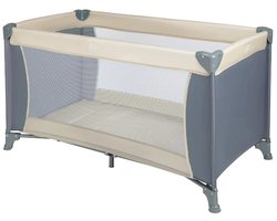 Opvouwbaar Reisbedje - Campingbedje - Inklapbaar Babybed - Reis Wieg - Draagbaar Kinderbed - Opklapbaar Logeerbed - Mesh Zijpanelen - Stalen Frame - Textiel Bodem - Schuim Matras - Transporttas - Compact Vouwsysteem - Ligvlak 120x60 cm - 7.5 kg