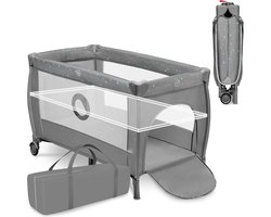 Opvouwbaar Reisbedje Met Matras Voor Baby’s – Vanaf Geboorte Tot 3 Jaar/15 Kg – Babyboxen Met Zij-Ingang, Transparante Gaaswanden, Tas, Wielen, Systeem LockGuard