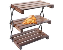 Opvouwbaar Rek - Kampeer Kast - Outdoor Opslag - Stalen Houten Design - 3 Niveaus - Multicolor