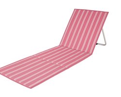 Opvouwbaar Strandbed – roze/Wit – Lichtgewicht & Draagbaar – Met Opbergvak