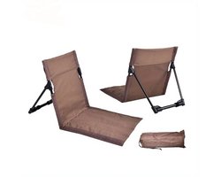 Opvouwbaar Strandbetje met Rugleuning – Lichtgewicht Strandstoel – Inklapbaar – Draagtas – Campingstoel – Strandaccessoire – Strandstoel Zwart – Strandmat Lounge - Bruin