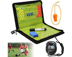 Opvouwbaar tactisch voetbalbord met magneetteken - stopwatch timer - scheidsrechter fluitje