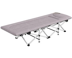 Opvouwbaar Veldbed 200x65x42cm Kampeerbed Grijs Polyester Met Draagtas Voor Volwassenen Klapbed Voor Binnen Buiten Tuin Kamperen Reizen