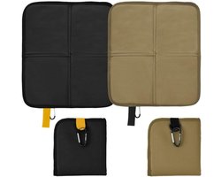 Opvouwbaar Zitmatje - 2 stuks - zitmatten voor backpacken - Opvouwbaar zitkussen voor buiten - Met karabijnhaak - Draagbaar en waterdicht - Verdikte Oxford-stof - Geschikt voor wandelen - kamperen en gebruik in de tuin - Zwart,bruin