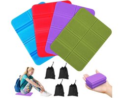 Opvouwbaar Zitmatje - 4 Stuks Opvouwbaar Zitkussen Buiten - Draagbare Isolatie Waterdicht - Outdoor Zitkussen - Zitkussens met 4 Opbergzakken - 4 Kleuren Thermo-zitkussen - voor Wandelen, Picknick en Onderweg, Tuin, Wandelen, Kamperen