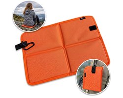 Opvouwbaar zitmatje | Cadeau voor de herfst | Leuk voor buiten, reizen & festivals| Kampeerkussen | Reiskussen | Picknick, wandelen, strand | Oranje | Waterdicht 600D Oxford met XPE-schuim | Lichtgewicht & draagbaar | Met karabijnhaak