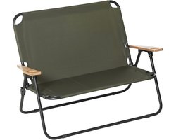 Opvouwbare 2-zits Bank voor Camping met Houten Armleuningen en Bekerhouder