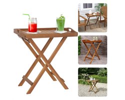 Opvouwbare Acacia Bijzettafel - Multifunctionele Tafel - Tuintafel - Tafeltje voor Buiten - Tuinset Tafel - Houten Opklapbare Dienbladtafel voor Huis en Tuin - 60 x 42 x H65 cm - 4 kg - Inclusief EBOOK
