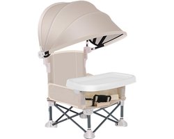 Opvouwbare Baby Stoel - Reis Kinderstoel - Buiten Eten - Met Zonnekap - 39 x 18 x 39 cm - Geel