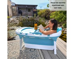 Opvouwbare Badkuip voor Kinderen en Volwassenen met Kussen - 121cm - Opklapbaar Mobiel Bad - Ideaal voor Kleine Badkamers - Staand - Blauw