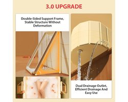 Opvouwbare Badkuip voor Volwassenen – Grote Draagbare 2-Persoons Badkuip 150x55x50 cm met Antislipmat, Afvoerslang en Badkuipinzetstukken – Mobiele Spa Thuis, Inklapbaar en Vrijstaand – Altameubel