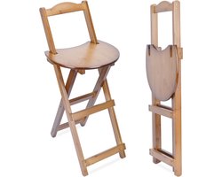 Opvouwbare Bamboe Barkruk met Rugleuning en Voetsteun - Houten Barstoel voor Keuken en Eetkamer
