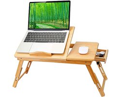 Opvouwbare bamboe laptoptafel met verstelbare poten en kantelbaar blad