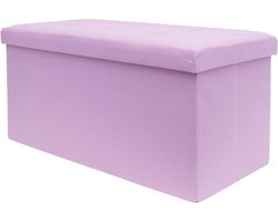 Opvouwbare bank roze 76x38x38 cm - Zitkubus met opbergruimte - Voetensteun kist zitkruk