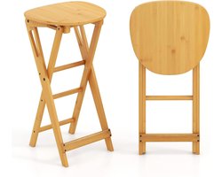 Opvouwbare barkruk - Bamboe stoelen - Bar en keuken - Ergonomische voetensteun - 61 cm hoogte - Natuurlijk