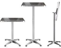 Opvouwbare Bartafel - Eettafel Bistrotafel - Dineren en Entertainment - In hoogte verstelbaar - Ø60 cm - Zilver Metallic