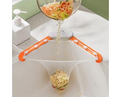 Opvouwbare Beugel voor Keuken driehoek Gootsteen met 100 Stuks Filterzakken - Grijs Driehoekig Rek - Oranje