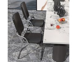 Opvouwbare Bezoekersstoel – Gepolsterde Leren Stoel – Geschikt voor Keuken, Binnen, Buiten en Vergaderruimtes, Zwart