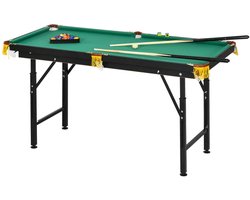 Opvouwbare Biljarttafel - Draagbare Pooltafel - in Hoogte Verstelbare - Inclusief 16 Ballen, Triangel, 2 Keuen - Poolbiljart met Accessoires - Tafelspel - Mini Pool Tafel - voor Thuis of Kantoor - Groen