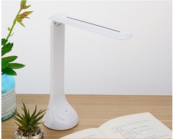 Opvouwbare Bureaulamp - Touch aan/uit knop - 3 Standen - COB - Dimbaar - Inklapbaar - Op Batterij OF Usb (Inclusief USB Kabel) - Wit - Fraai Design -