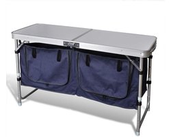 Opvouwbare Camping Kast - Kampeerkast Opbergkast - Buiten Koken - Aluminium Frame - 120 cm - Grijs
