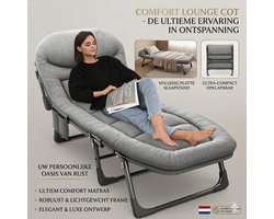 Opvouwbare Camping Ligstoel met Matras – Draagbaar Gastenbed 200kg Draagvermogen – Verstelbaar Lounger Bed voor Tuin, Kantoor & Reizen