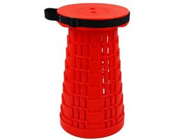 Opvouwbare Campingkruk - Telescoop kruk - opvouwbaar - kruk - Lichtgewicht Festival Stoel - Draagbare en Verstelbare Klapkruk voor Outdoor & Reizen - Tot 44 cm - Rood