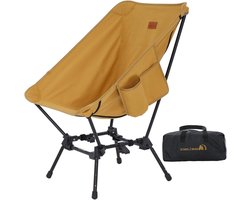Opvouwbare Campingstoel - Klapstoel Outdoor - Comfortabel Zitten - Verstelbare Hoogte - Tot 180 kg - Geel