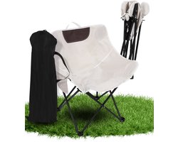 Opvouwbare campingstoel - Maanstoel voor buiten - Antislip strandstoel - Draagbare klapstoel - Oxford-doek - Geschikt voor buiten, kamperen, vissen - Gebroken wit