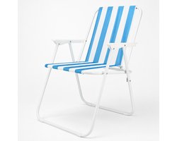Opvouwbare Campingstoel - Met Armleuningen - Blauw en Wit