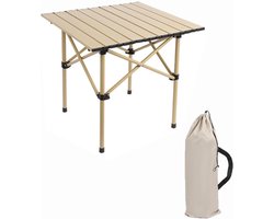 Opvouwbare Campingtafel - Kampeertafel Roltafel - Buitenactiviteiten - Draaibaar Bureau - 53 CM - Geel